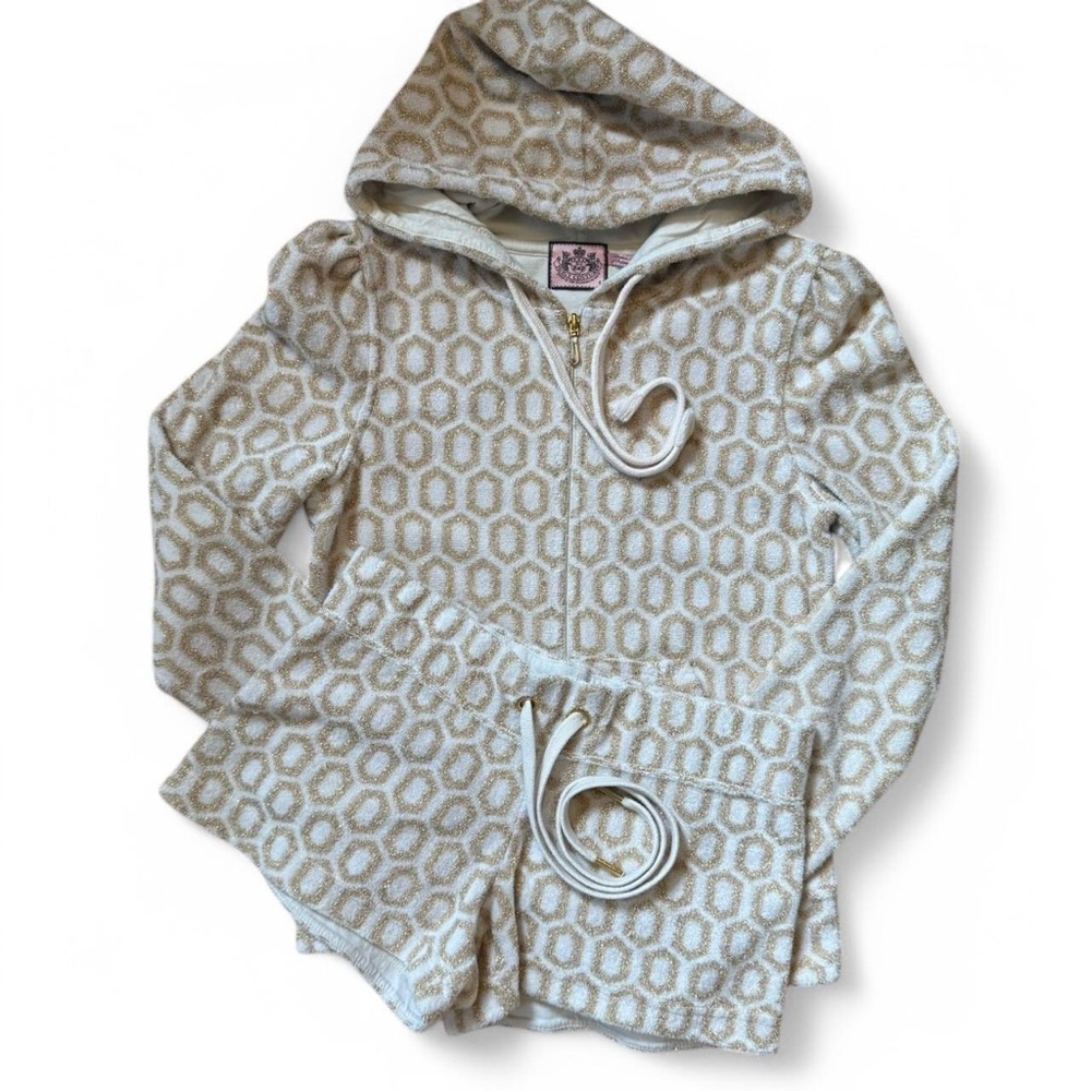 💛Cream and gold Juicy Couture tracksuit jacket and shorts set